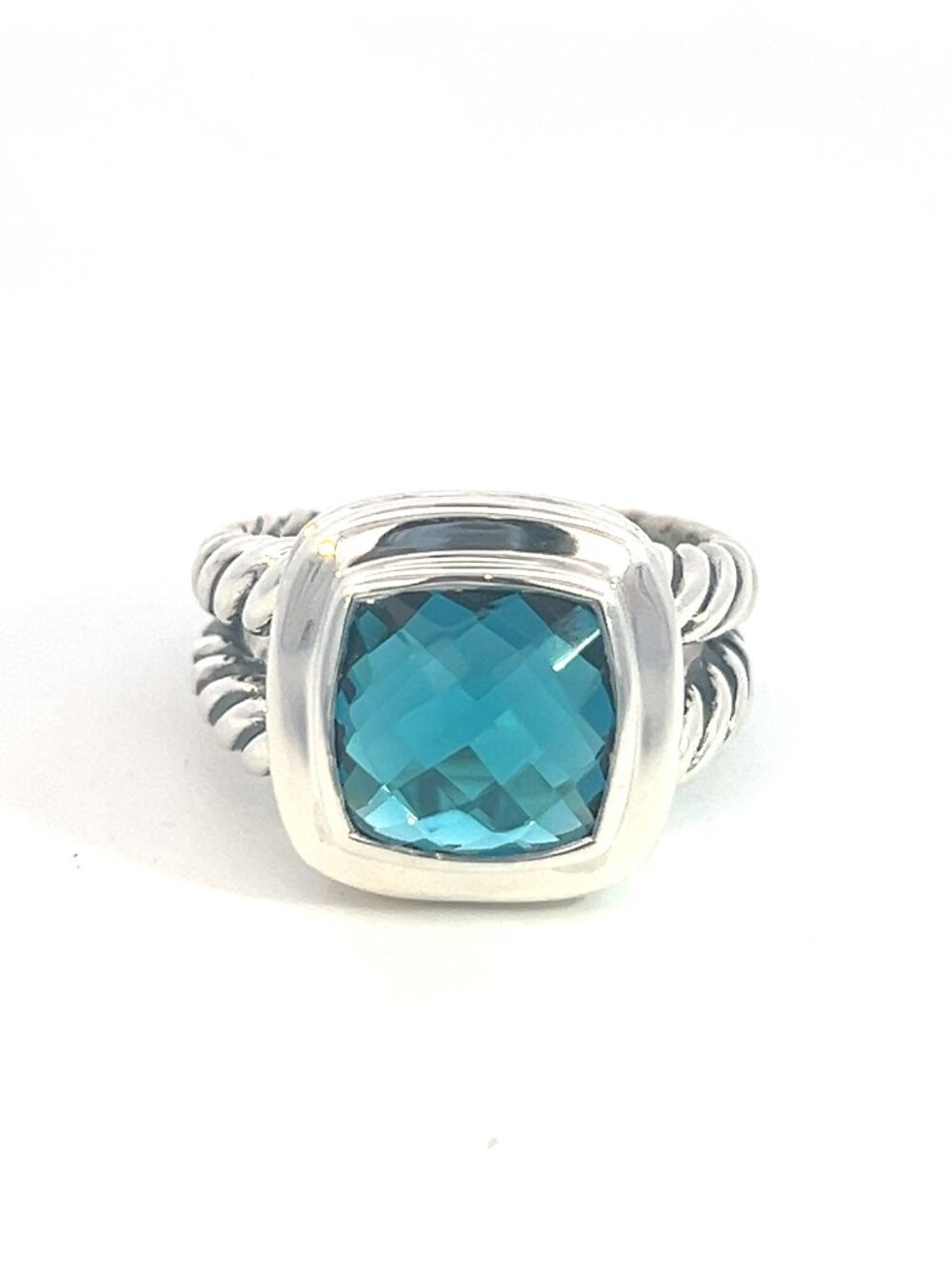 David Yurman Estate London Blue Topaz Albion Ring 8 Silver 11 mm DY813